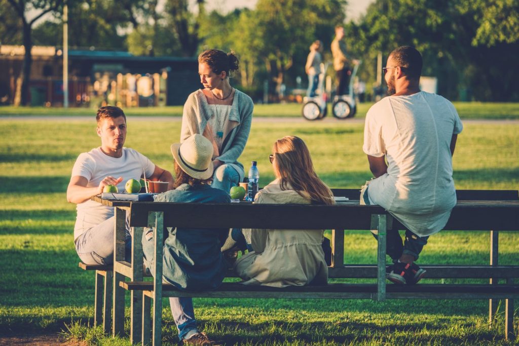 Group of student learning Spanish in summer