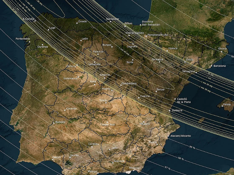 Mapa eclipse en España Mapa eclipse en España